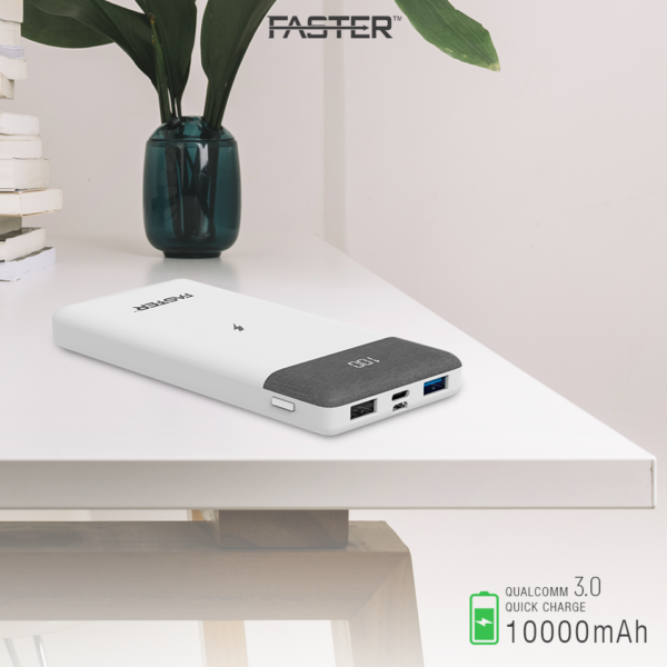 FASTER PD-10 Ultra Slim Power Bank 10000 mAh Quick Charge 3.0