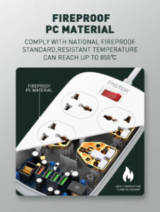 Faster 4 Power Socket 4 USB Smart Switch QC3.0 USB Fast Charging