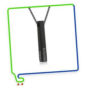 Personalized 3D Bar Pendant Necklace Black