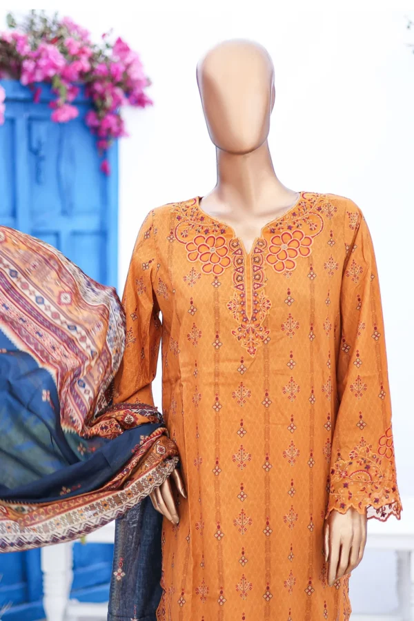 Bin Saeed Embroidered Lawn Shirt Printed Lawn Dupatta Dyed Trouser