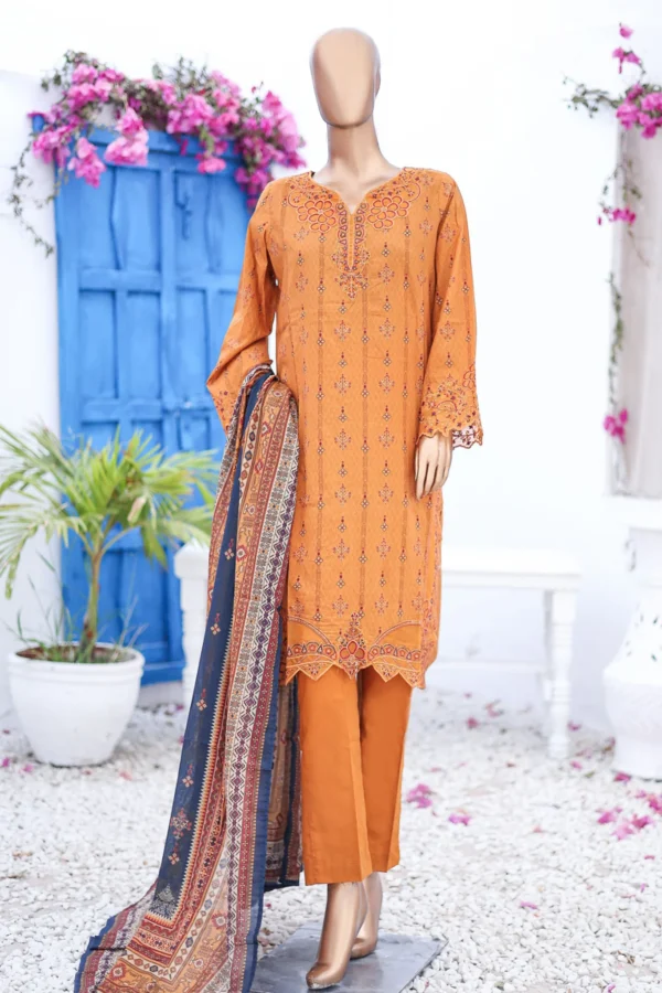 Bin Saeed Embroidered Lawn Shirt Printed Lawn Dupatta Dyed Trouser