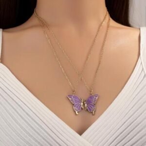 Trendy Beautiful Enamel Butterfly Pendant Locket For Girls and Women – Purple