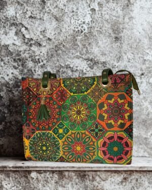 Canvas Mandala Print Tote Bag with Tassel Charm