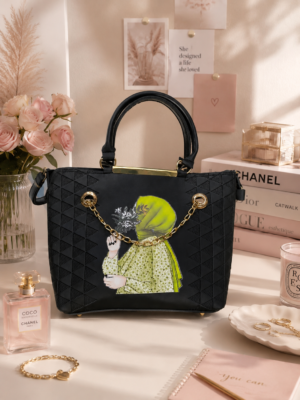 The Noir Houndstooth Chain Bag