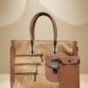 Duo- Floral Embossed Tan Hand Bag