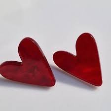 2026/09/1000131889.jpg Marble Heart Love Stud Earrings - Red