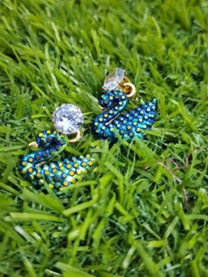 2026/09/1000131892.jpg Peacock Blue & Green Enamel Swan Stud