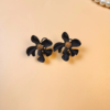 Hibiscus Flower Stud Earrings- Black
