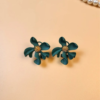 Hibiscus Flower Stud Earrings- Green