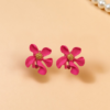 Hibiscus Flower Stud Earrings- Pink