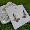 Layered Butterfly Stud Earrings-Silver