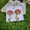 Flower Fantasy Leafy Coral Earrings – Orange