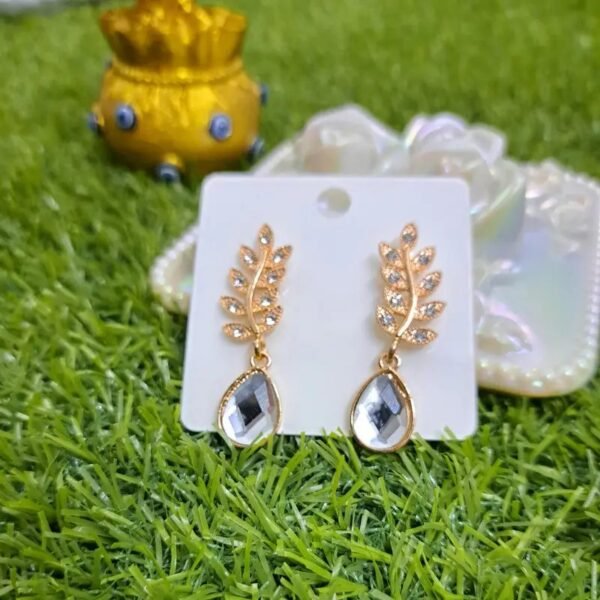 2026/09/1000132606.jpg Gold Leaf Bridal Drop Earrings