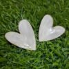 Marble Heart Love Stud Earrings – White