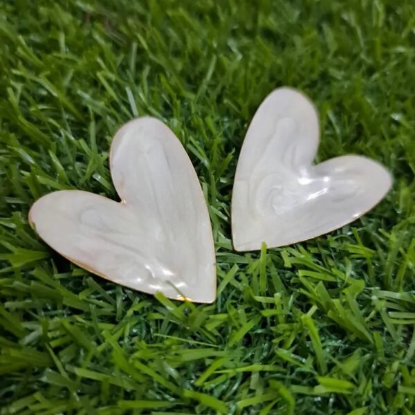 Marble Heart Love Stud Earrings – White