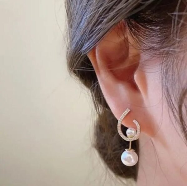 2 in 1 Classic Zircon Pearl Drop Earrings – Silver