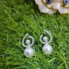 2 in 1 Classic Zircon Pearl Drop Earrings – Silver