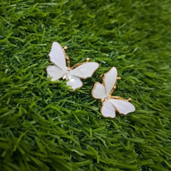 Elegant Butterfly Stud Earrings – White