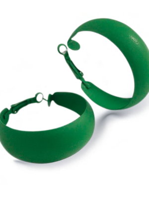 2026/09/1000134022-1.png Enamel Matte Finish Hoop Earrings - Green