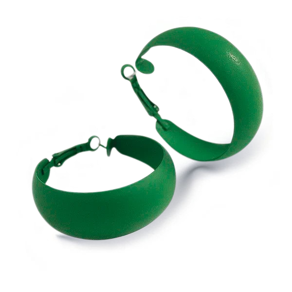 Enamel Matte Finish Hoop Earrings - Green
