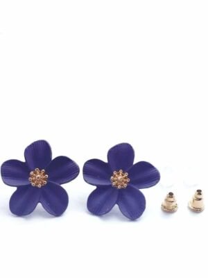 2026/09/1000134499.jpg Matte Blue Floral Stud Earrings