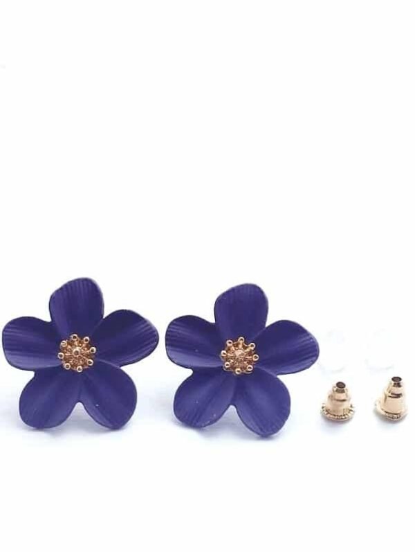 Matte Blue Floral Stud Earrings