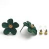 Matte Green Flower Stud Earrings