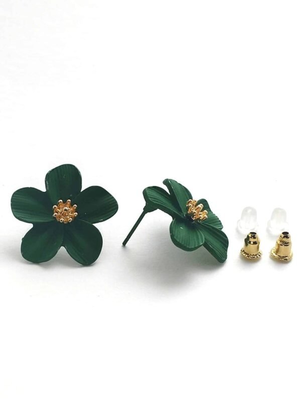 Matte Green Flower Stud Earrings