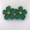 Matte Green Flower Stud Earrings