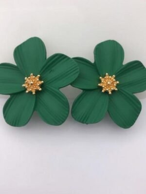 2026/09/1000134501-1.jpg Matte Green Flower Stud Earrings