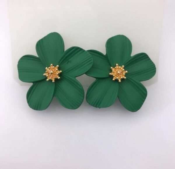 Matte Green Flower Stud Earrings