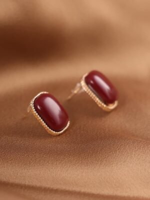 2026/09/1000134513.jpg Vintage French Style Deep Red Stud Earrings