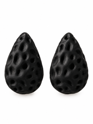 2026/09/1000134523.png Chunky Black Hammered Teardrop Earrings