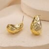 Chunky Gold Hammered Teardrop Earrings