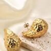 Chunky Gold Hammered Teardrop Earrings