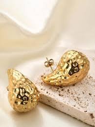 2026/09/1000134525.jpg Chunky Gold Hammered Teardrop Earrings