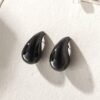 Chunky Black Teardrop Stud Earrings