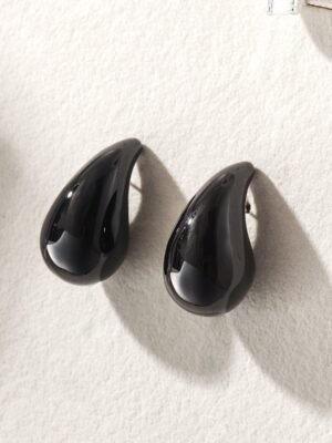 2026/09/1000134550.jpg Chunky Black Teardrop Stud Earrings