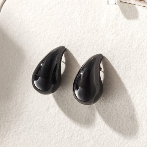 Chunky Black Teardrop Stud Earrings