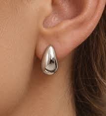 Chunky Silver Teardrop Earrings