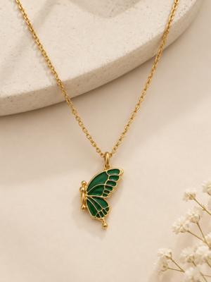 2026/09/1000134576.png Emerald Green Enamel Butterfly Pendant Necklace