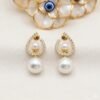 2 in 1 Classic Zircon Pearl Drop Earrings – Golden