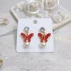 Elegant Butterfly Stud Earrings - Red