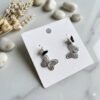 Layered Butterfly Stud Earrings-Silver