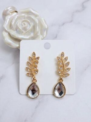 Gold Leaf Bridal Drop Earrings