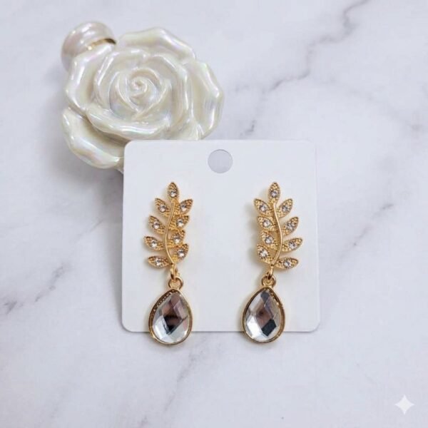 2026/09/1000136792.jpg Gold Leaf Bridal Drop Earrings