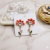 Flower Fantasy Leafy Coral Earrings