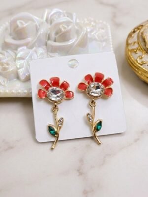 Flower Fantasy Leafy Coral Earrings