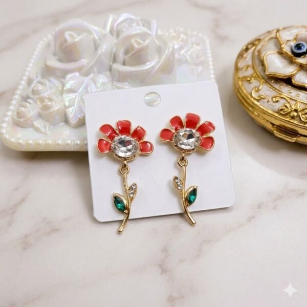 Flower Fantasy Leafy Coral Earrings
