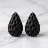 Chunky Black Hammered Teardrop Earrings